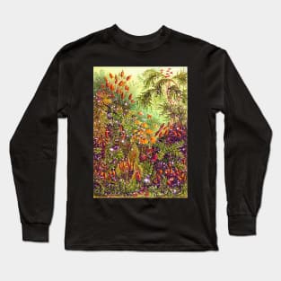 Floral face mask magic forest fairytale wild flowers mask Long Sleeve T-Shirt